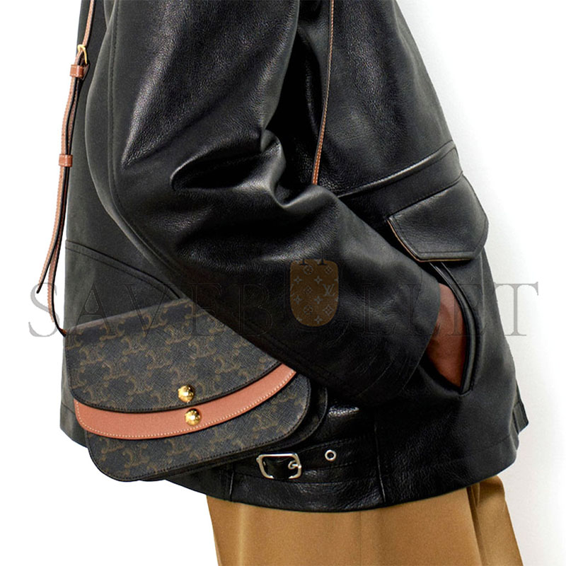 Ce1i*e duo wallet on strap in triomphe canvas and calfskin 10p672gvl.04lu (20*13*6cm)